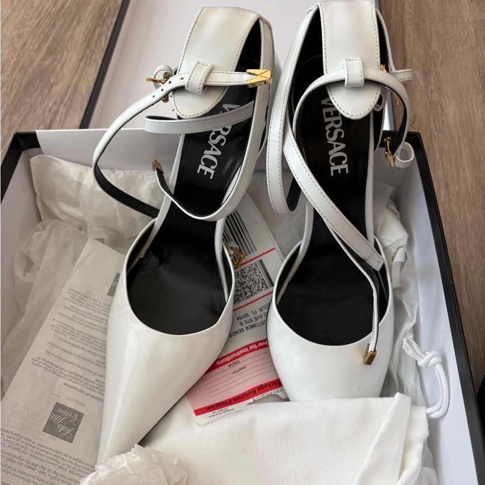 Versace White Strappy Heels